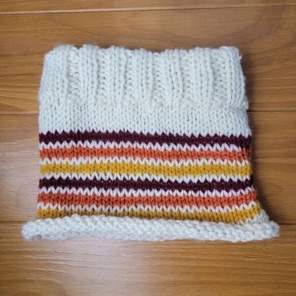 🍁 Gold Orange Burgandy & Cream Crochet Knit Handmade Neck Warmer Gaiter - Picture 6 of 11